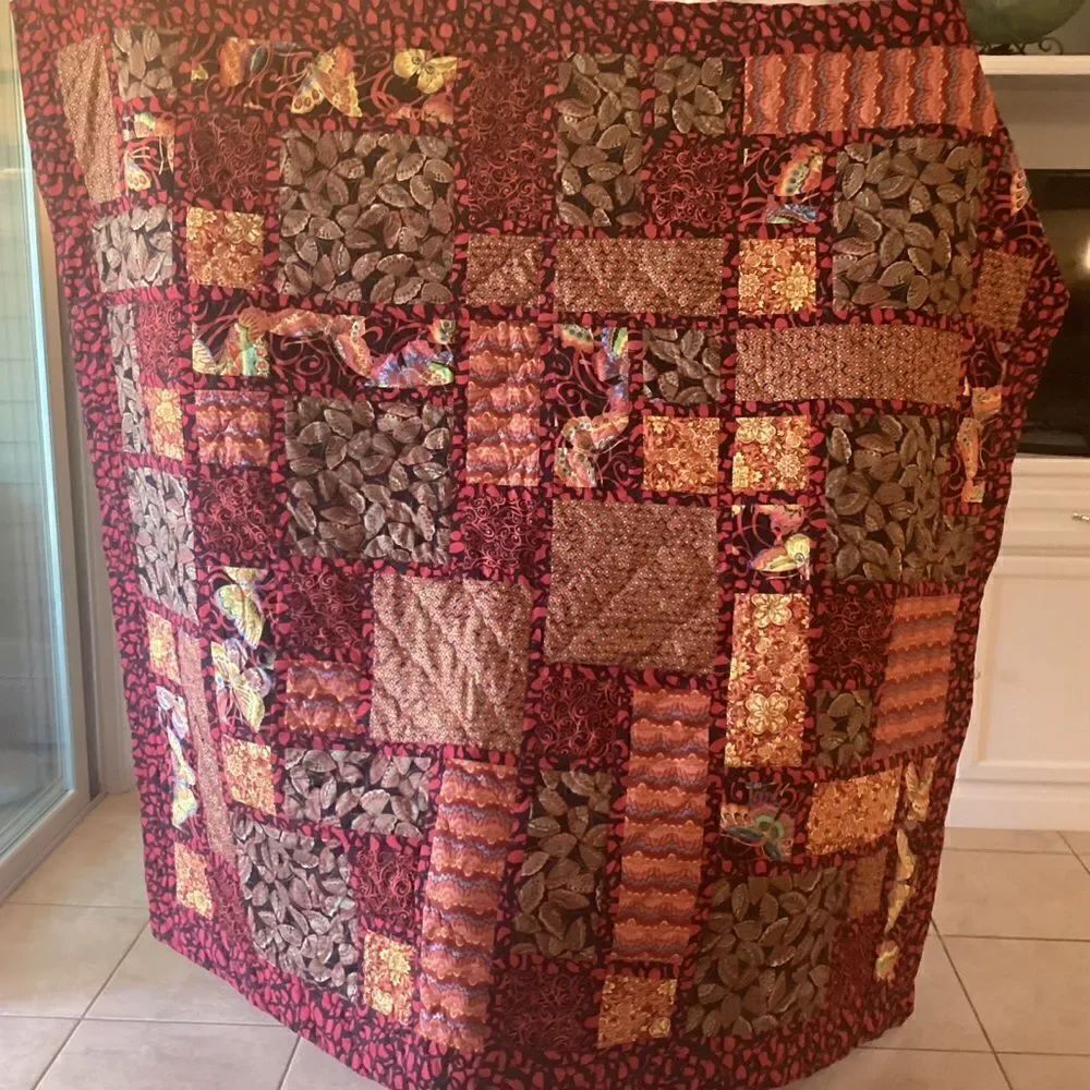 NWT. Hand Crafted Bright and Beautiful Butterfly Quilt